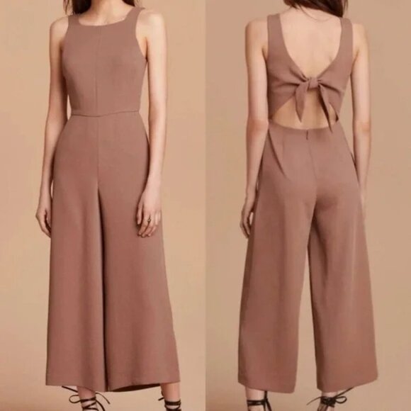 Aritzia Wilfred Ecoulement Jumpsuit Tie Back Nutmeg Brown Size 00 - Picture 4 of 11